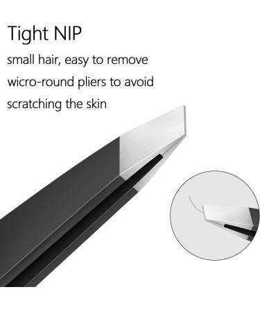 TOPMEET Stainless Steel Eyebrow Tweezers Set for Facial Hair and Splinter Removal - Women/ Men, Black - Buy Online on SooperMarket.com