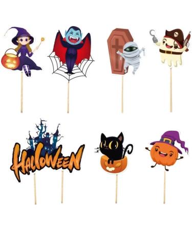 Halloween Cupcake Toppers - Ghost Zombie Pumpkin Witch Castle Halloween Cake Decor For Horror Vampire Parties Birthday Parties Paper Cake Decor Hmltd - Buy Online on SooperMarket.com
