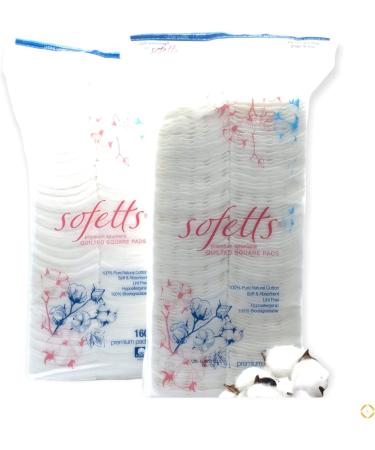 Sofetts Premium Cotton Square Pads - 160 Count Re-Closable Bags | Best Quality for All Skin Types | International Shipping Available - Buy Online on SooperMarket.com