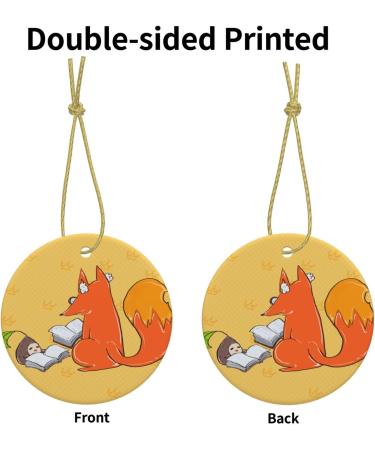 YYHHAOFA Sunflower Seeds and Foxes Picture Christmas Ceramic Round Pendant Decoration - Festive Hanging Ornament for Stores and Homes -2.9 in - Buy Online on SooperMarket.com