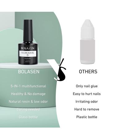 BOLASEN 5 in 1 Gel Nail Glue - 8ML UV Extension Glue for Acrylic Nails | Strong, Long Lasting Brush-On Gel for Press On Nails | Home & Salon Use - Buy Online on SooperMarket.com