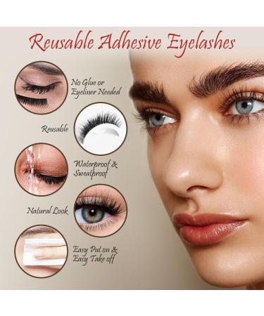 2 Pairs Self-Adhesive Eyelashes & 10PCS Replacement Glue Strips - Reusable Waterproof Natural Look | International Shipping Available - Buy Online on SooperMarket.com