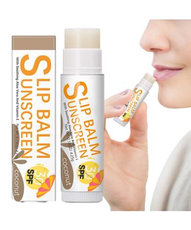 SPF Lip Balm Bum Sun Lip Balm SPF30 - Travel Size Sunscreen for Lips Sun Protection Lip Care for Protecting Soothing and Moisturizing Lips Zurego #2 Coconut Flavor