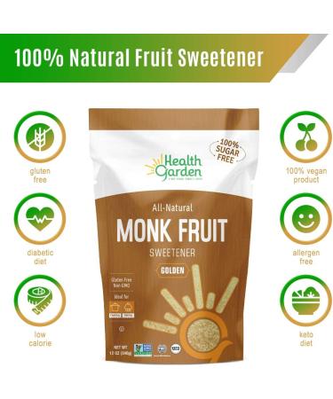 Health Garden Monk Fruit Sweetener Golden 16 oz - All Natural, Zero-Calorie Sweetener - Buy Online on SooperMarket.com