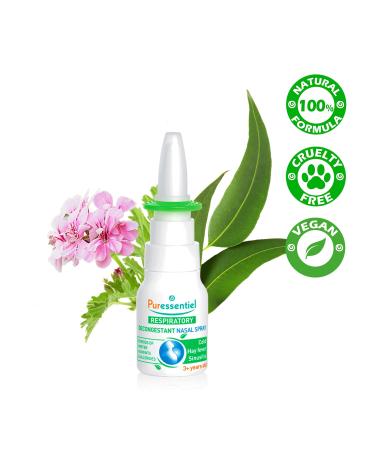 PURESSENTIEL - Respiratory Hypertonic Nasal Spray with 4 essential oils - Decongests the nose for easier breathing - Used to treat winter ailments and allergies - 100% from natural sources - 15ml - Buy Online on SooperMarket.com