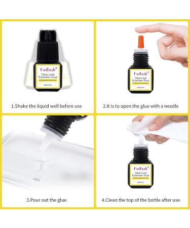 Professional Grade Clear Eyelash Extension Glue - 5ml | 1-Second Drying Time | 8-Week Retention | Extra Strong Formula for Transparent Lash Extensions | For Professional Use Only - Buy Online on SooperMarket.com