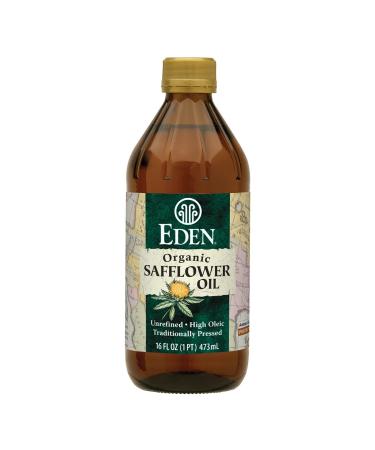 Eden Organic Safflower Oil, Unrefined, High Oleic, Traditionally Pressed, 16 fl oz Amber Glass