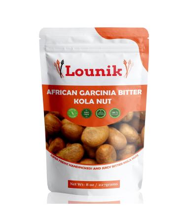 Lounik African Garcinia Bitter Kola Nuts/8 oz/225g, Super Fresh, Organic & GMO-free, Added Health Benefits, Mix in Smoothies, Handpicked & Juicy Kola Nuts, Workout Shakes Boost Metabolism- 8 oz