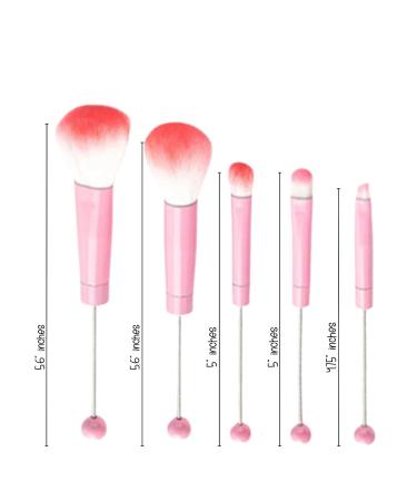 Pink Beadable Makeup Brushes Set of 5 - DIY Craft Kit for Crafters | Silicone Focal Beads & Keychain Included - Buy Online on SooperMarket.com