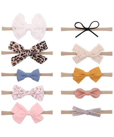 10 Pieces Baby Headband Bow Hairbands Baby Hairband Baby Headbands Baby Girls Nylon Headband (B)