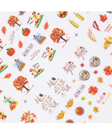 Fall Nail Stickers Autumn Maple Leaves Pumpkin Turkey Nail Art Stickers Thanksgiving Themed Water Transfer Nail Decorations 12 Sheets/setnail Art Supplies Thanksgiving Nail Stickers Fall Nail - Buy Online on SooperMarket.com
