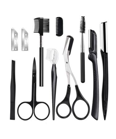 MAEXUS Eyebrow Razor  11 in 1 Eyebrow Kit  Eyebrow Kit for Women  Including Stainless Steel Eyebrow Trimmer Eyebrow Comb Eyebrow Clip Small Scissors Beauty  11Pcs Eyebrow Shaping Kit