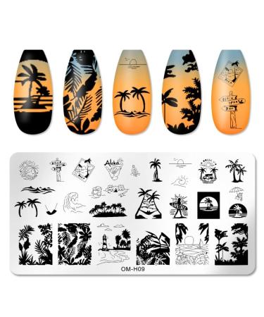 Tebi nail art stamp template nail art stamping plates Valentine's day coconut tree love heart kiss grinding flower tendrils leaf nail art stamp template 9