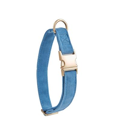 YUDOTE Ultra-soft dog collar natural cotton cord for large dogs with sensitive skin blue-grey L (1 pack) blue-grey