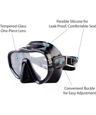 Kraken Aquatics Dive Snorkel Mask | Premium Scuba Gear for Diving, Snorkeling, Freediving, Spearfishing | Black - Buy Online on SooperMarket.com