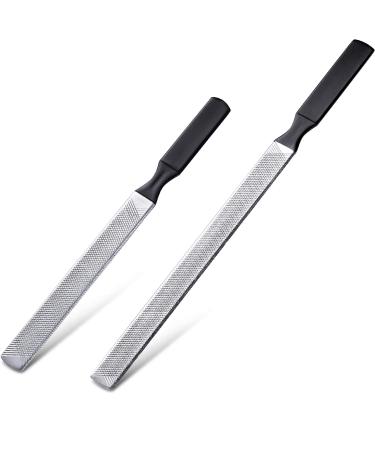 Quesuc 2 Pieces 4 Sides Stainless Steel Nail File Manicure Nail Tools 2 Size (Black)