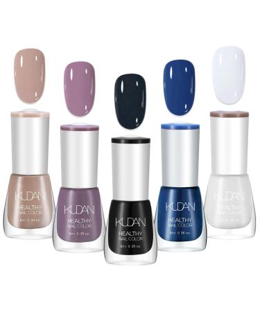 TBeautfave Nude Nail Polish Set Nail Varnish Sets Quick Dry & Long Lasting Black White Nail Polish Water Based Natural Nail Polish Sets for DIY Nail Art No Need Cure 5PCS-SWEETCOOL