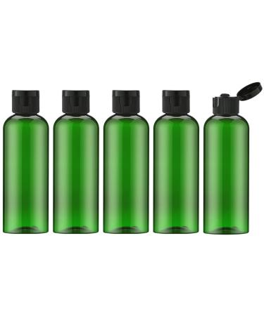 TOUREAL 100ML travel bottles set with flip cap (5 pieces) empty donor plastic bottle set filling bottles for cosmetics with funnel (green)