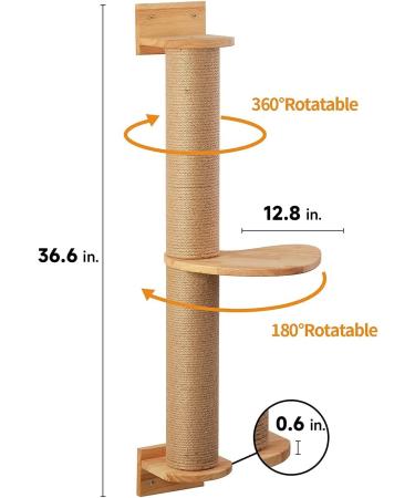 FUKUMARU Cat Activity Tree w/ Scratching Posts & Wall Mounted Jute Scratcher Pine Hammock - Buy Online on SooperMarket.com