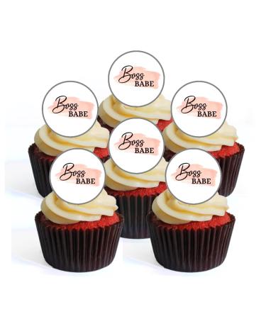 24 Boss Babe Cupcake Toppers Girl Boss Edible Premium Thickness SWEETENED Vanilla Wafer Rice Paper Discs Cake Decorations