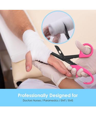 MOVOCA Nurse Penlight & Scissors Set - LED Penlight with Pupil Gauge, 7.5 Bandage Scissors EMT Trauma Shears - Hot Pink, Ideal for Doctors & Nurses - Buy Online on SooperMarket.com