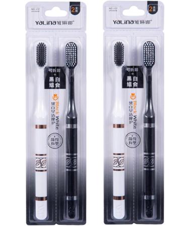 Stylish Couples' Toothbrush Set | Ergonomic Black & White Heart Design | Sustainable & Practical - Buy Online on SooperMarket.com