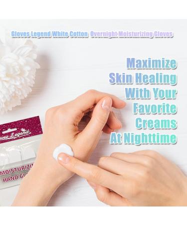 3 Pairs (2 Gloves) White Cotton Legend Gloves for Dry Hand Eczema Moisturizing - Women's Size | Stretchable Nighttime Gloves - Buy Online on SooperMarket.com