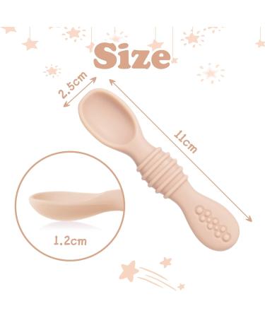 Vicloon Baby Fork and Spoon Set - 2Pcs Silicone Baby Weaning Spoon Set for Self Feeding - Easy Grip Toddler Cutlery Kit - Soft Infant Toddler Spoon in Orange - Buy Online on SooperMarket.com