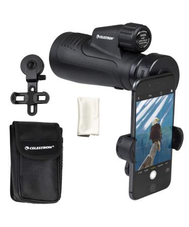 Celestron  Outland X 10x50 Monocular  Outdoor and Birding Monocular  Fully Multi-Coated Optics and BaK-4 Prisms  Bonus Smartphone Adapter and Bluetooth Remote Included