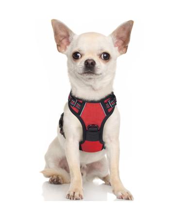 Rabbitgoo dog harness Small dog anti -train dishes dog with control no pull adjustable dog dishes large dogs breathable reflex stripes breast harness dog safe guide red xs XS (1 Pack) red