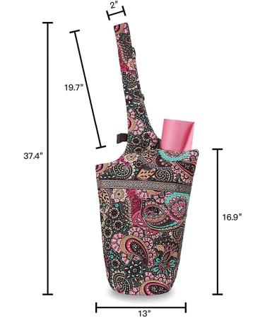 Mookis Yoga Mat Bag | Adjustable Shoulder Strap | Large Size Zipper Pocket | Flower Pattern | Multipurpose - Buy Online on SooperMarket.com