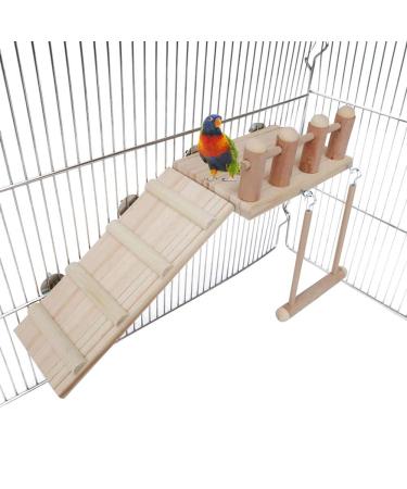 Bird Perches Cage Toys Bird Wooden Play Gyms Stands with Climbing Ladder, Parrot Play Stand and Bird Swing Conure for Green Cheeks, Baby Lovebird, Chinchilla, Hamster, Bird Cage Chewing Toys Sets