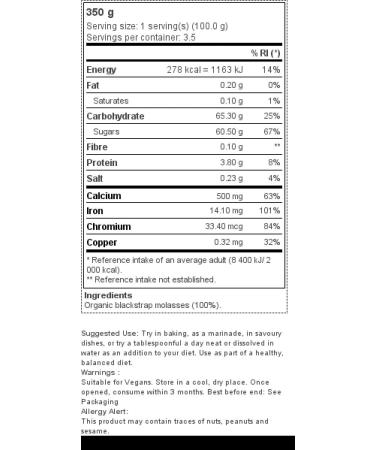 Meridian Organic Fairtrade Blackstrap Molasses 350g - Buy Online on SooperMarket.com