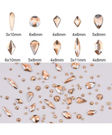 Golden Shadow Glass Nail Rhinestones & Loose Round Beads Set - 100pcs Flatback Rhinestones + 720pcs Diamond Mix Size Beads - Nail Art Supply - Buy Online on SooperMarket.com