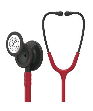 3M Littmann Classic III Monitoring Stethoscope Black-Finish Chestpiece stem and headset Burgundy Tube 69 cm 5868 Black Chestpiece/Stem/Headset Burgundy Tube Single