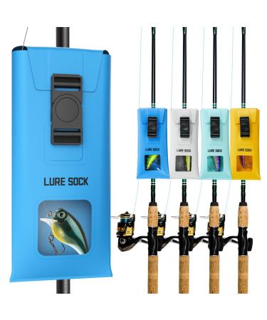 SNAIL TRAIL Fishing Lure Wraps, 4 Packs Fish Bait Cover, Crankbait Storage Binder, Rig Keeper, Hook Organizer, Jig Protector for Backpack & Rod Holder, Pole Sleeve Guard, Gifts for Men Blue