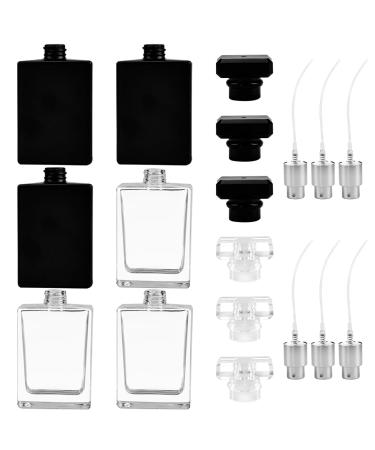 Enenes Glass Refillable Perfume Bottle 6 Pcs Portable Square Empty Glass Perfume Atomizer Bottle 30ml/1 oz. Spray Glass Bottle Atomizer Container Black