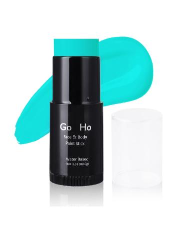 Go Ho Water Based Teal Face Paint Stick Washable (1.06 Oz) Non-toxic Cream Body Paint Full-coverage Face Body Paint Makeup Stick for Adults Children Theater Halloween SFX Cosplay