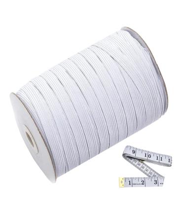 Abbaoww 144 Yard 3/8 Inch White Braided Elastic  Springy Stretch Braided Elastic Cord Elastic Band for Sewing White 3/8 Inch