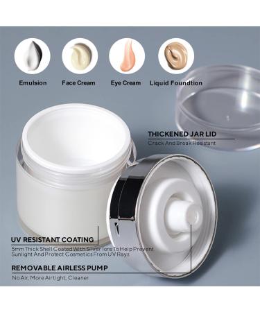 Silver Ion Coated Airless Cosmetic Container Set - 3pcs (0.5oz + 1oz + 1.7oz) | Leak Proof Pump Jar for Lotions, Gels, Creams | Refillable & Portable Travel Size Moisturizer Container - Buy Online on SooperMarket.com