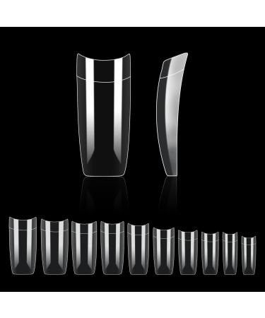Nail capsules 500 pieces acrylic artificial nails transparent American nails with storage case for studios and DIY Nail Art at home 10 sizes transparent 1 ml (500 pack)