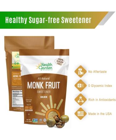 Health Garden Monk Fruit Sweetener Golden 16 oz - All Natural, Zero-Calorie Sweetener - Buy Online on SooperMarket.com