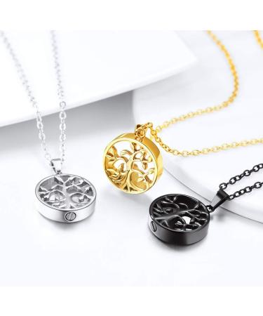 Prosteel Personalized Urn Necklace - Custom Cross Maria & Life Tree Pendant with Stainless Steel & 18K Gold Options | Memorial Ash Jewelry - Buy Online on SooperMarket.com