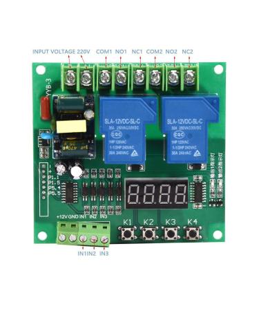 Motor Control Board AC 110V-250V | Two Relay Delay Timing Cycle Module for Solenoid Valve, Pumps, Motors, Lights - Buy Online on SooperMarket.com