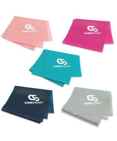 Coresteady Resistance Band For Men & Women - Exercise Band to Build Strength Flexibility Muscle & Tone - For Fitness Stretching Pilates Physio & Yoga - With Exercise Guide 8. 5 SET 1.3 Metre