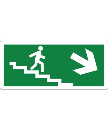 pubblimania Emergency exit PVC robust for indoor and outdoor use (29 x 13 cm) (stairs right exit) ladders indicator right exit