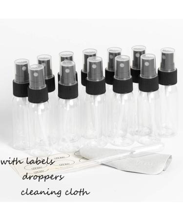 ZEJIA 12 Pack Mini Spray Bottles 1 oz | Fine Mist Travel Essential Oil & Perfume Sprayers | 30ml Black Bottles with Stickers & Droppers - Buy Online on SooperMarket.com