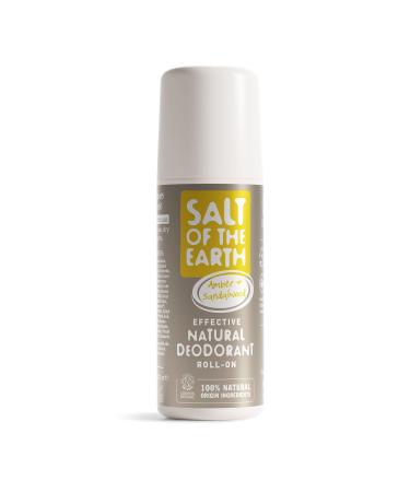 Salt of the Earth - Natural Deodorant Roll On - 100% Natural Origin Ingredients Effective Protection Vegan & Cruelty Free. Suitable for Men Women & Kids - Amber & Sandalwood - 75ml