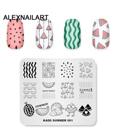 4-Piece Nail Stamping Plate Set - Leaf Watermelon & Gem Patterns for DIY Nail Art | International Shipping - Buy Online on SooperMarket.com