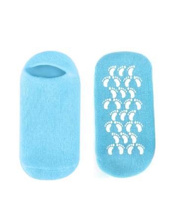 Moisturizing Socks with Heel Gel | Callus Treatment Spa Socks - 2 Pairs of Soft Silicone Cotton Gel Sleeves for Cracked Feet - Blue & Pink - Buy Online on SooperMarket.com